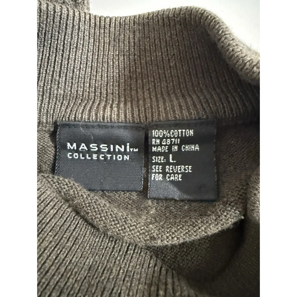 Massini Collection Men's Mock Neck Sweater Brown Cotton Size L Minimalist